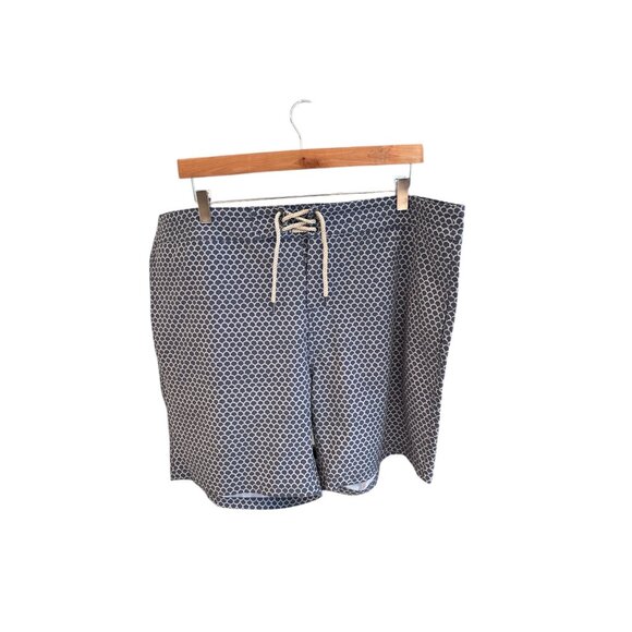 Faherty Mens Swim Shorts Blue Geometric Print Size 38 Recycled Polyester Blend D